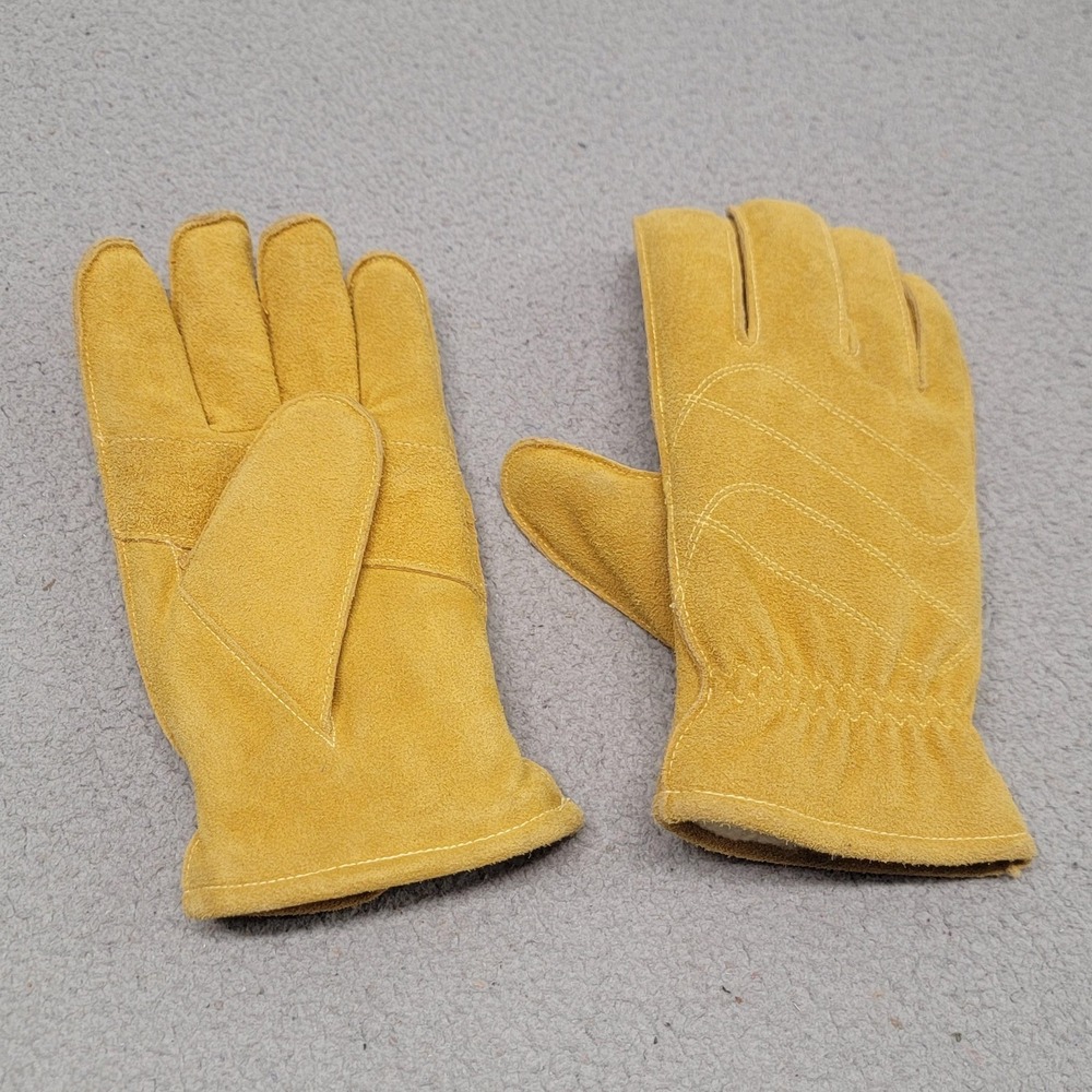 Promark Gloves Mens Large Yellow Suede Leather Fleece Lined Insulated Workwear